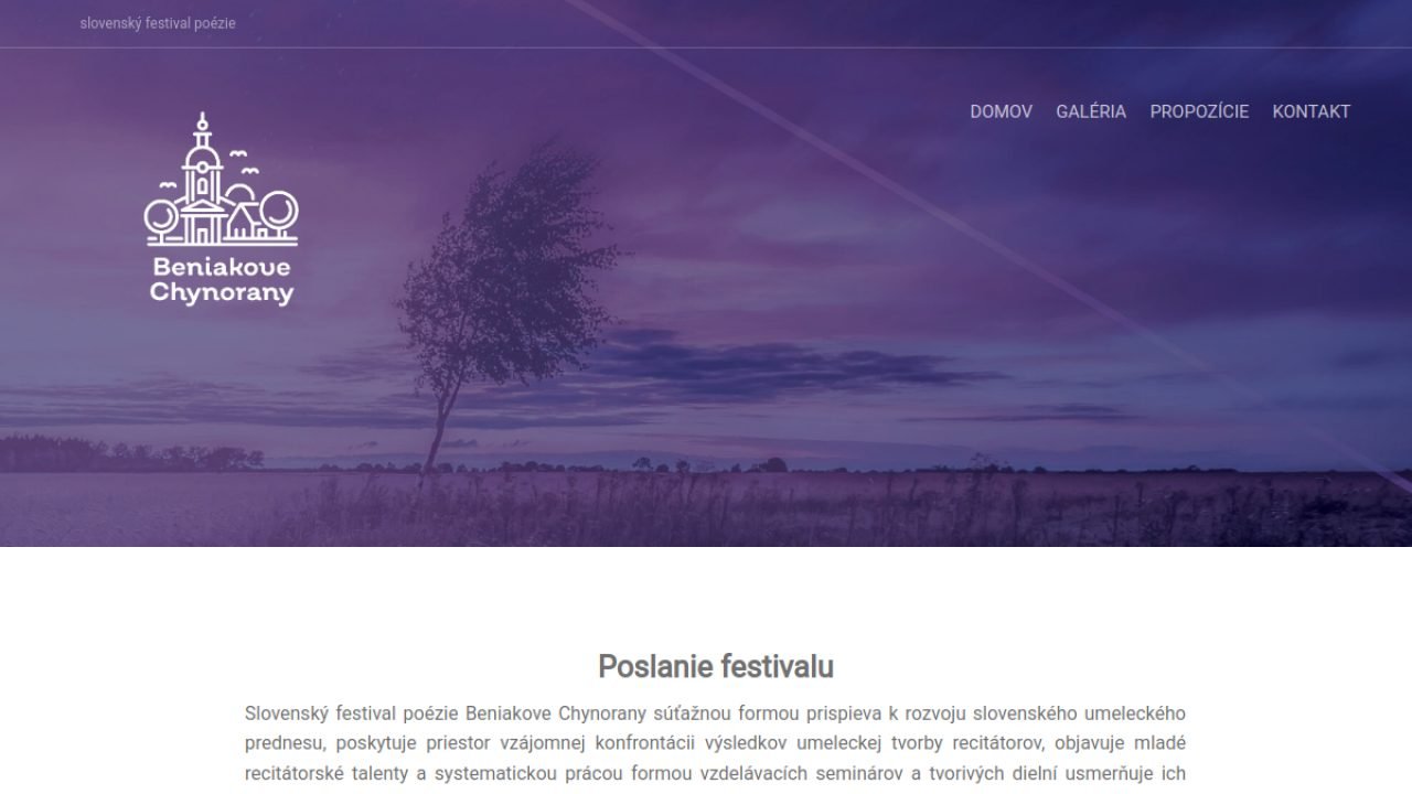 Screenshot webu beniakovechynorany.sk