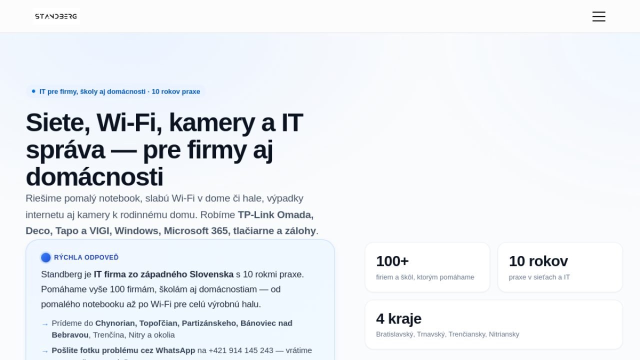 Screenshot webu standberg.sk